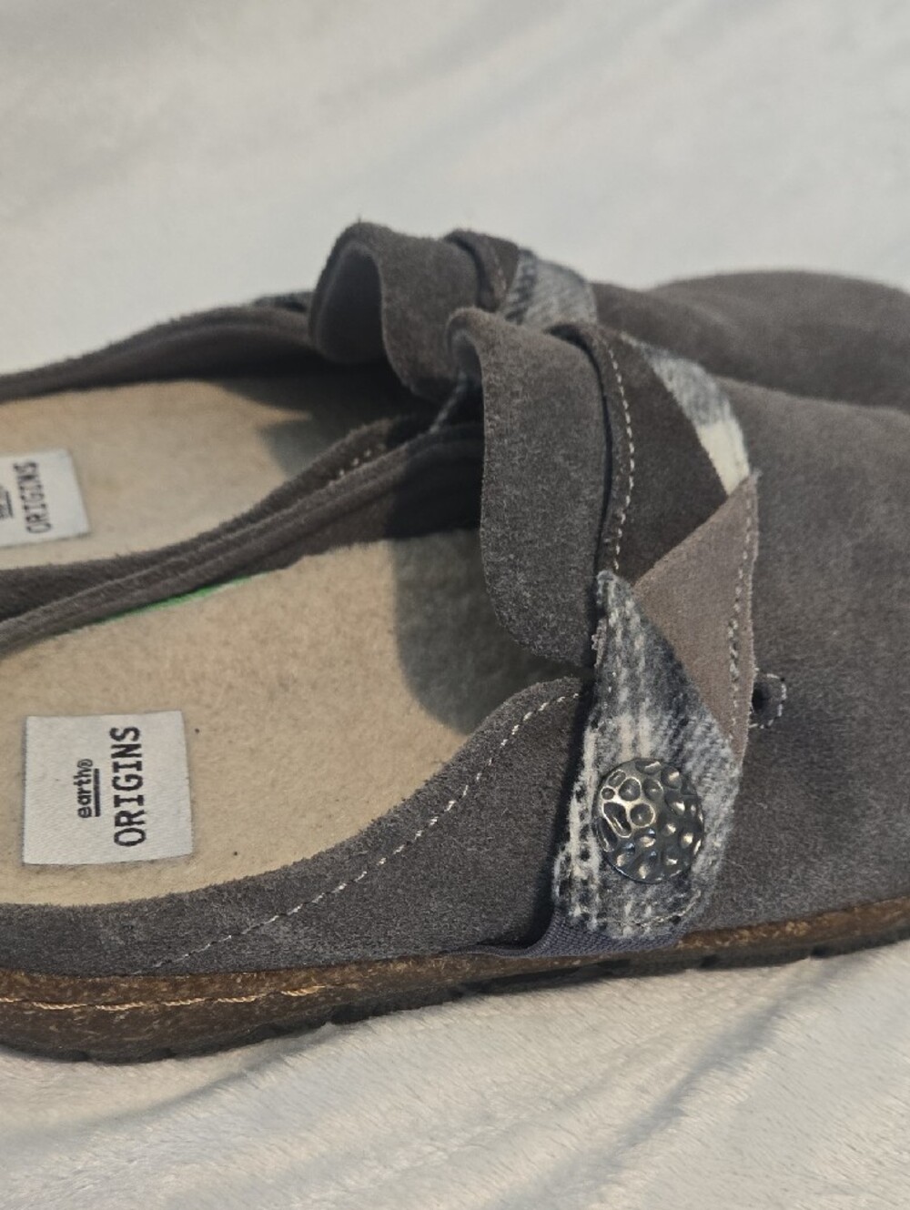 Earth Origins Lined Suede Slip-On Clogs with Patterned Strap - Picture 8 of 11
